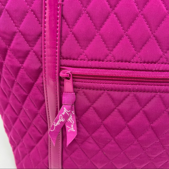 Vera Bradley Solid Fuchsia Quilted Tote Shoulder Bag - Picture 6 of 11